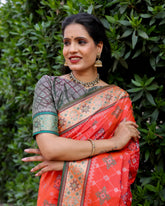 Gorgeous Zari Patola Orange Color Silk Sarees